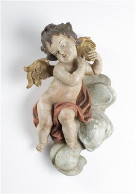 Fliegender Engel auf Wolkenbank im Barockstil, 20. Jahrhundert - Antiques and art