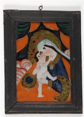 Hinterglasbild "Cranach Madonna", Sandl in Oberösterreich, 1. Hälfte 19. Jahrhundert - Arte e antiquariato