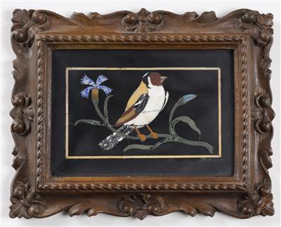 Pietra Dura Bildplatte "Vogel auf Ast", wohl Florenz 19./20. Jahrhundert - Arte e antiquariato
