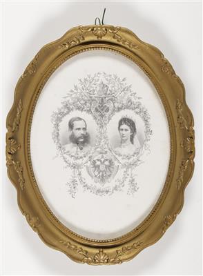 Kaiserhaus - Portrait von Kaiser Franz Joseph I. und Kaiserin Elisabeth - Arte e antiquariato