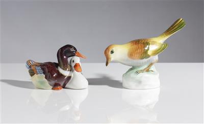 Entenpaar und Vogel, Porzellanmanufaktur Herend, Ungarn, 2. Hälfte 20. Jahrhundert - Kunst & Antiquitäten