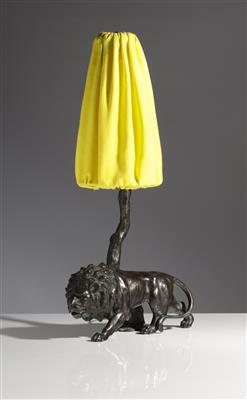 Außergewöhnliche Tischlampe mit plastischem Löwen, 1. Drittel 20. Jahrhundert - Arte e antiquariato