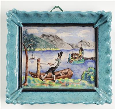 Bildplatte "Schloss Orth am Traunsee", wohl Gmundner Keramik - Antiques and art