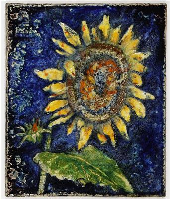 Bildplatte "Sonnenblume", Staatliche Majolika Manufaktur Karlsruhe um 1965/74, - Antiques and art