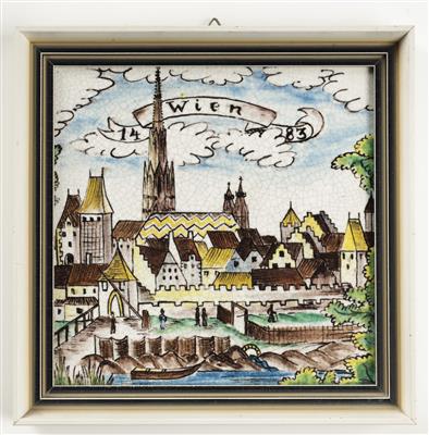Bildplatte "Wien 1483", Entwurf Franz von Zülow (Wien 1883-1963) für Schleiss Gmunden - Umění a starožitnosti