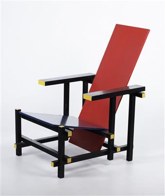 Armlehnsessel, sog. Red-Blue-Chair (Rood Blauwe Stoel), Entwurf Gerrit Rietveld (1888-1964) um 1918 - Arte e antiquariato