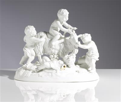 Große Figurengruppe "Bacchusknabe und Geißbock", um 1900 - Arte e antiquariato