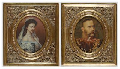 Paar Bildnisse des Kaiserpaares Franz Joseph I. und Elisabeth - Arte e antiquariato