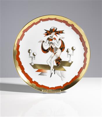 Jahresteller 1997 "Tänzerin", Limited Edition, Entwurf Franz Zülow, Porzellanmanufaktur Augarten, Wien - Kunst & Antiquitäten
