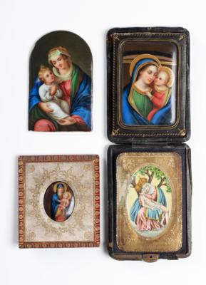 Drei Mariendarstellungen auf Porzellan, Russland und Mitteleuropa, 19. Jhd. - Antiques and art