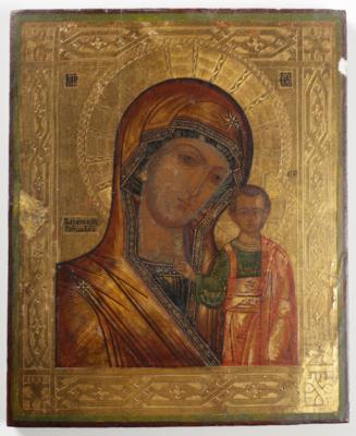 Russische Ikone "Gottesmutter von Kazan", Moskau, 1. Hälfte 19. Jahrhundert - Kunst & Antiquitäten