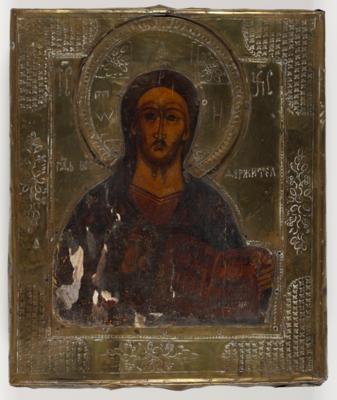 Russische Ikone "Christus Pantokrator", 19. Jahrhundert - Kunst & Antiquitäten