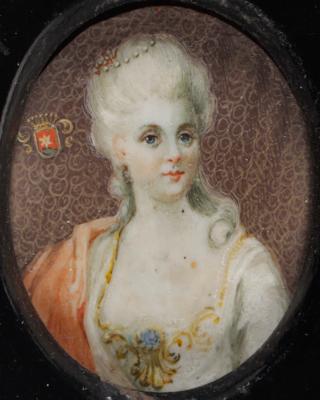 Portraitminiatur einer adeligen Dame, 18./19. Jahrhundert - Paintings