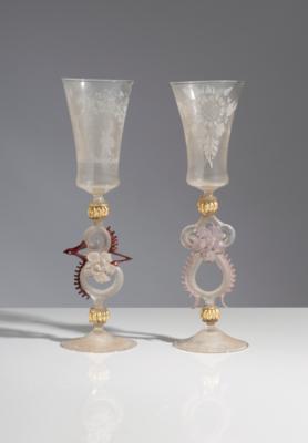Paar Murano Pokale, Italien, Mitte 20. Jahrhundert - Umění, starožitnosti, šperky