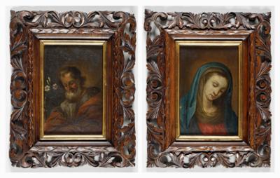 Zwei Andachtsbilder "Hll. Maria und Joseph", um 1800 - Arte, antiquariato e gioielli