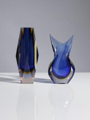 Zwei Vasen, Entwurf Flavio Poli (1900-1984) für Seguso Vetri d'Arte, Murano, um 1950/60 - Kunst & Antiquitäten