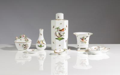 Konvolut von 7 Vasen und Schalen "Rothschild", Porzellanmanufaktur Herend, Ungarn, 2. Hälfte 20. Jahrhundert - Kunst & Antiquitäten