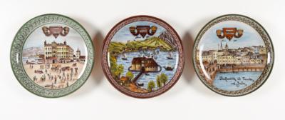 Drei große Wandteller - Schalen, Pesendorfer Keramik, Gmunden, Ende 20. Jahrhundert - Kunst & Antiquitäten