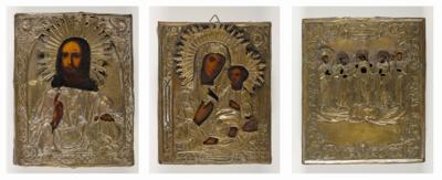 Drei Ikonen mit Oklad, 19. Jahrhundert - Kunst & Antiquitäten