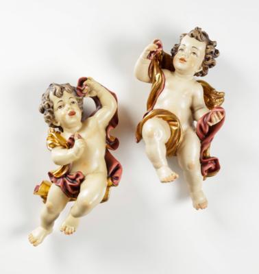 Paar Engel im Barockstil, Südtirol, Anfang 21. Jahrhundert - Kunst & Antiquitäten