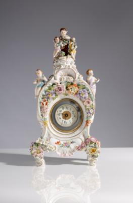 Tischuhr im Rokokostil, Sächsische Porzellanmanufaktur Potschappel, Dresden, 2. Hälfte 20. Jahrhundert - Kunst & Antiquitäten