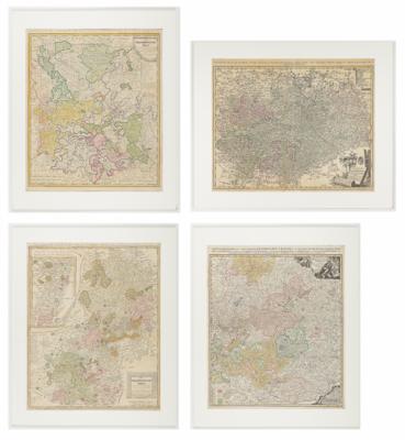 Vier Landkarten von deutschen Ländern, Johann Baptist Homann (1664-1724) Erben, Nürnberg, 18. Jahrhundert - Umění a starožitnosti