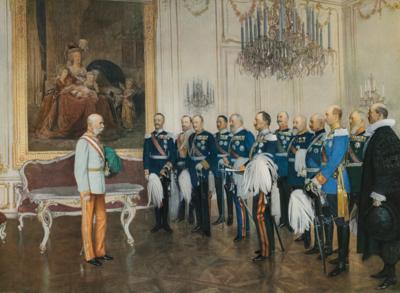 Kaiser Franz Joseph I. von Österreich mit dem deutschen Bundesfürsten in Schönbrunn, 1908 - Art & Antiques