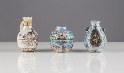 Drei kleine Vasen, Schleiss Gmunden, 3. Viertel 20. Jahrhundert - Arte e antiquariato