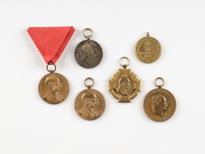 Konvolut 6 Militärverdienstmedaillen Kaiser Franz Josef - Kunst & Antiquitäten