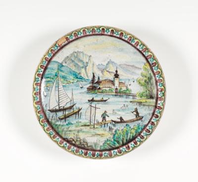 Großer Wandteller - Schale "Schloss Orth am Traunsee", - Kunst & Antiquitäten