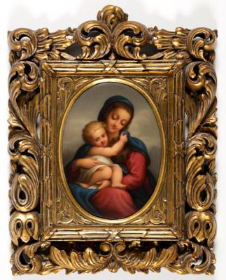 Porzellanbild "Madonna della Scala" Correggio, Königliche Porzellanmanufaktur KPM Berlin, um 1880 - Kunst & Antiquitäten