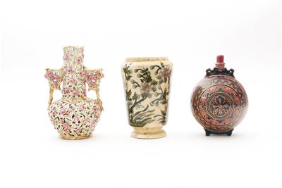 2 Vasen, 1 Lampenfuß um 1900 - Autumn auction