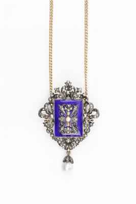 Diamantrauten-Prunkangehänge an Halskette um 1900 - Autumn auction