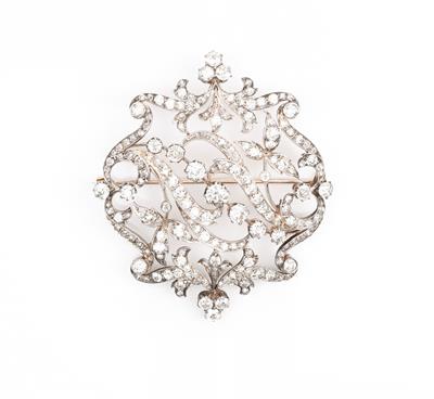 Altschliffbrillant-Diamantbrosche, zus. ca. 7,50 ct - Spring auction