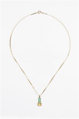 Smaragd-Citrinangehänge an Venezianerkette - Kunst und Antiquitäten