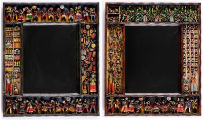 Paar plastische Spiegel- oder Bilderrahmen, Künstlerfamilie Jimenez, Peru, 20. Jahrhundert - Asta di autunno II