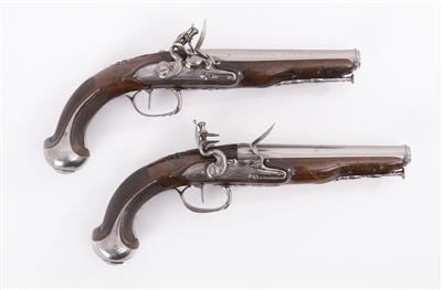 Paar SteinschlossDuellpistolen "P Penel St. Etienne" in Kasette, Frankreich, 18. Jahrhundert - Herbstauktion II