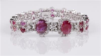 Brillant Diamant Rubinarmband, Brillanten zus. ca. 2,50 ct - Asta di autunno