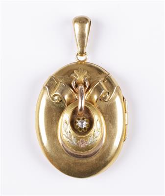 Ovales Diamantrauten Medaillon um 1900 - Herbstauktion