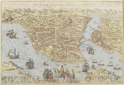 Georg Braun (Köln 1541-1622), Franz Hogenberg (Mecheln vor 1540-1590 Köln), Ansicht von Istanbul - Asta di autunno