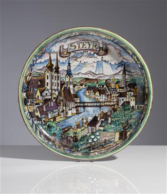 Wandteller - Schale "Steyr", Entwurf Franz von Zülow (Wien 1883-1963), Ausführung Schleiss Gmunden - Herbstauktion