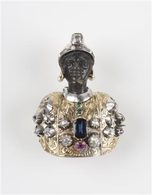 Altschliffbrillant Diamant "Mohrenkopf" Brosche, zus. ca. 1,15 ct - Spring Auction