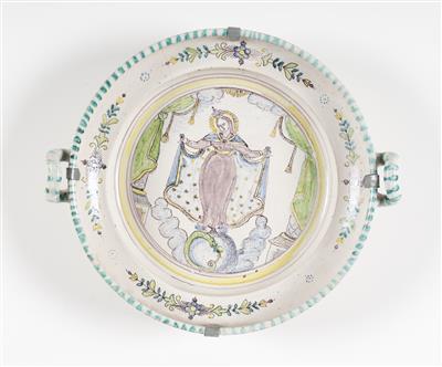 Doppelhenkelschüssel "Hl. Maria Immaculata", Gmunden, 1. Hälfte 19. Jahrhundert - Jarní aukce