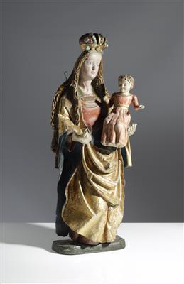 Gotische Madonna mit Christuskind, Österreich, 2. Hälfte 15. Jahrhundert - Jarní aukce