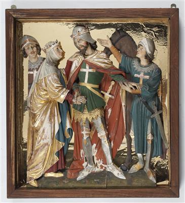König Ludwig IX. (der Heilige) von Frankreich mit Blankas von Kastilien, Österreich/Deutschland, Mitte 19. Jahrhundert - Asta di primavera