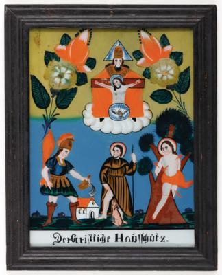 Hinterglasbild “Der christliche Hausschutz”, Sandl in Oberösterreich, 19. Jahrhundert - Podzimní aukce