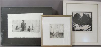 3 Druckgrafiken: a) Gerald Nitsche - Arte, antiquariato e gioielli