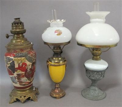 Sammlung von 3 Petroleumlampen, um 1900/20 - Arte, antiquariato e gioielli