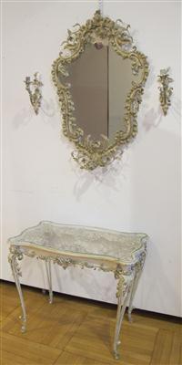 Wandspiegel mit Tisch und 2 Appliken, neuzeitlicher Rokokostil - Kunst, Antiquitäten und Schmuck