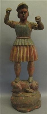Männliche Figur auf Frau stehend (Hl. Georg?), Kolonialstil, 19. Jhdt. - Kunst, Antiquitäten und Schmuck
